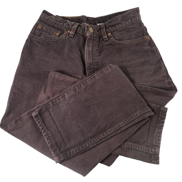 Levis 512 Brown Denim Slim Taper Hi Rise Vintage USA Jeans 7 Waist 26 x 30 - Picture 2 of 4